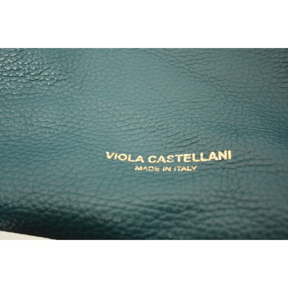 Viola Castellani Handbag Purse Teal Blue Green Leather Gold Chain Crossbody - Picture 5 of 9